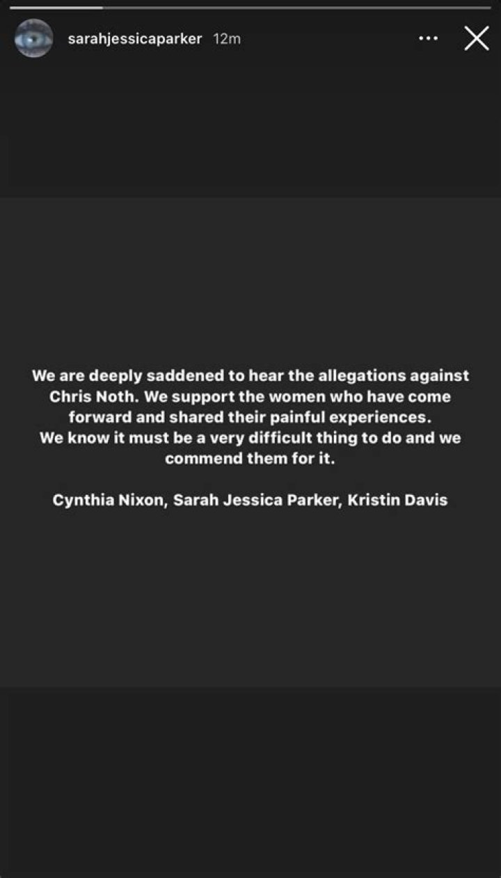 Sarah Jessica Parker Responds to Allegations Against Chris Noth